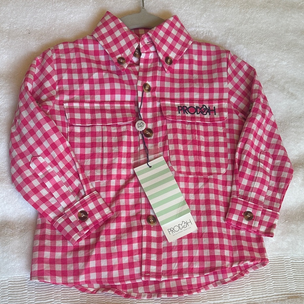 Prodoh Kids Pink Plaid Button Down Shirt